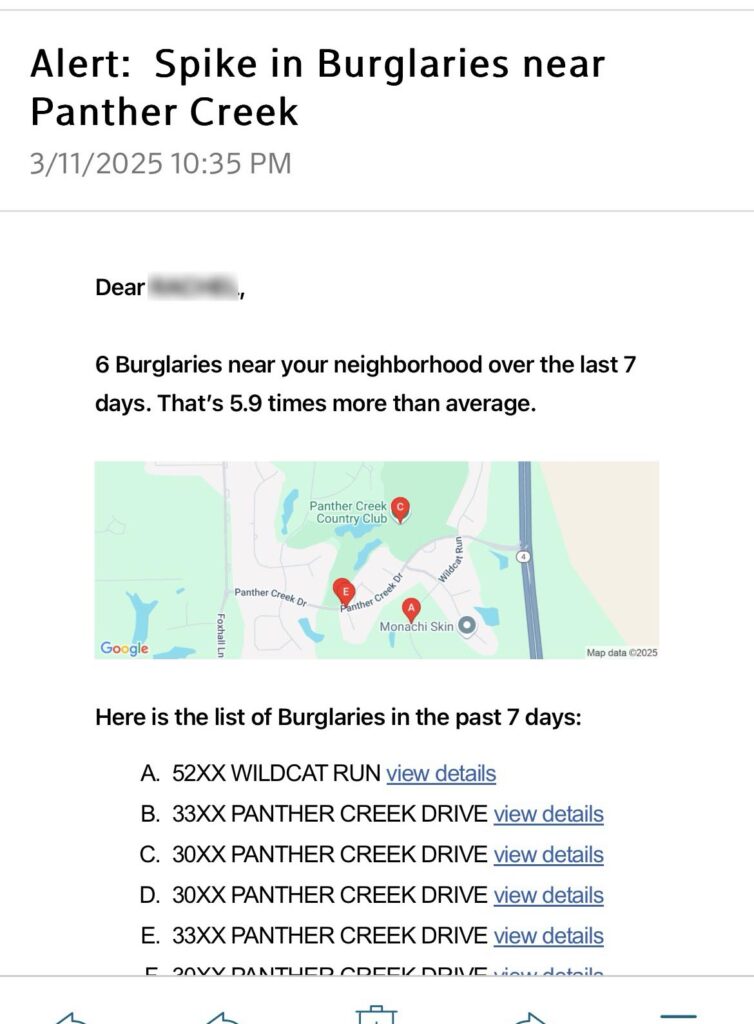 Screen shot of report locations.